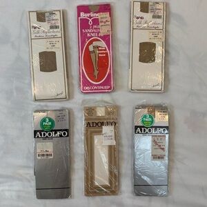 Knee High Tights Stockings Lot Vintage 90s White and Tan New With Tags